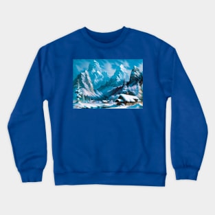 Winter Cabin by a Frozen Lake Crewneck Sweatshirt